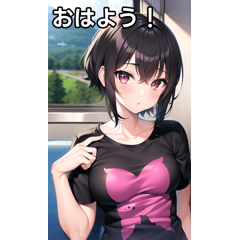 [LINEスタンプ] ロックTシャツ女子は電車で行く