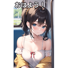 [LINEスタンプ] イヤリング女子は電車で行く