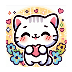 [LINEスタンプ] カラフル＆ラブリーしろねこ