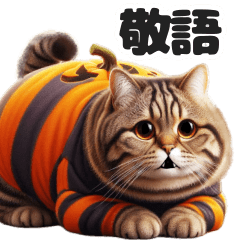 [LINEスタンプ] ぽっちゃりにゃんこ秋ハロウィン敬語