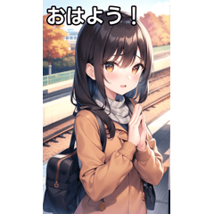 [LINEスタンプ] 秋服女子は電車を待つ2の画像（メイン）