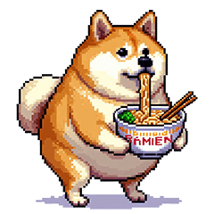 [LINEスタンプ] ラーメン大好きふとっちょ柴犬