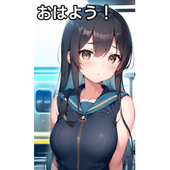 [LINEスタンプ] 深海女子は電車を待つの画像（メイン）