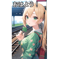 [LINEスタンプ] 四つ葉女子は電車を待つ