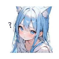 [LINEスタンプ] 猫耳白パーカーちゃん(水色髪)