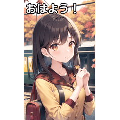 [LINEスタンプ] 紅葉女子は電車を待つの画像（メイン）