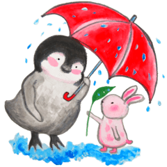 [LINEスタンプ] ペンギンとウサギ！無言のかわいい日常♥♥