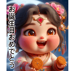 [LINEスタンプ] 丸い、転がる、嫦娥妹1。