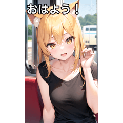 [LINEスタンプ] 黄髪猫耳女子は電車が好きの画像（メイン）