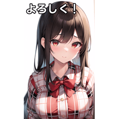 [LINEスタンプ] 赤色ギンガムチェック女子