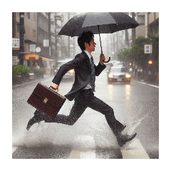[LINEスタンプ] 台風のなか急いで帰るサラリーマン