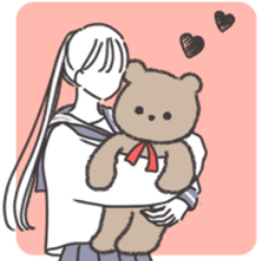 [LINEスタンプ] ❤️くまと一緒❤️セーラー服ポニテ❤️❤️