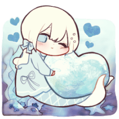 [LINEスタンプ] 水色のマーメイド