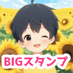 [LINEスタンプ] 夏休みを楽しむ男の子BIGスタンプ