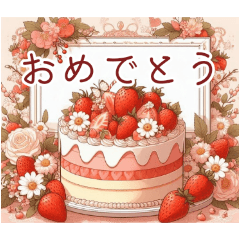 [LINEスタンプ] ケーキとお花の誕生日・お祝いメッセージ