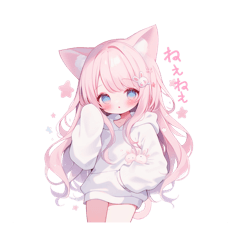 [LINEスタンプ] 猫耳ピンクヘアの女の子♥