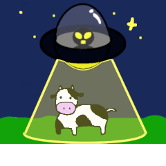 [LINEスタンプ] 牛と宇宙人たち