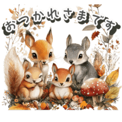 [LINEスタンプ] 秋到来集合写真(日常会話)