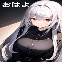 [LINEスタンプ] 銀髪黒シャツ女の子