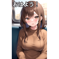 [LINEスタンプ] 茶セーター女子と電車の画像（メイン）