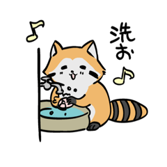 [LINEスタンプ] なんでも洗うアライグマ