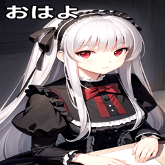 [LINEスタンプ] 銀髪黒ドレス女の子