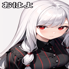 [LINEスタンプ] 銀髪黒ストライブシャツ女の子