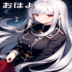[LINEスタンプ] 銀髪夜空ピーコート女の子