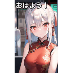 [LINEスタンプ] 銀髪チャイナドレス女子と電車の画像（メイン）