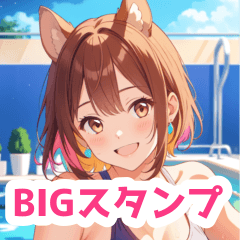 [LINEスタンプ] ナイトプールの水着のリス女子BIGスタンプ