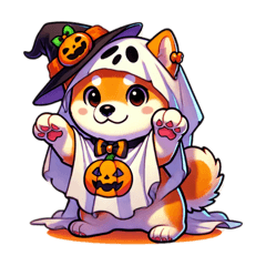 [LINEスタンプ] ハロウィンアニマルズ1（しば犬）