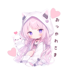 [LINEスタンプ] 猫耳のピンクの髪の女の子