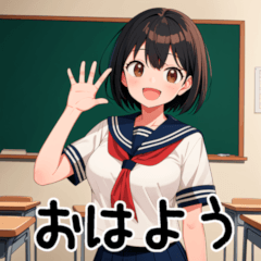 [LINEスタンプ] 可愛いセーラー服女子高生日常スタンプ