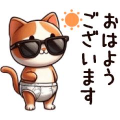 [LINEスタンプ] グラサンおむつねこ