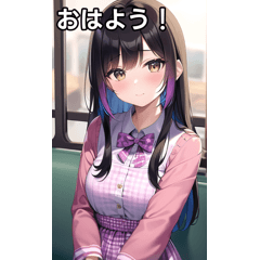 [LINEスタンプ] 電車に乗っているギンガムチェック女子の画像（メイン）