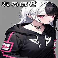 [LINEスタンプ] ピアス タトゥー女の子黒ロング5