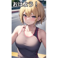 [LINEスタンプ] 金髪女子はマラソンをするの画像（メイン）