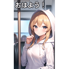 [LINEスタンプ] 白パーカー女子は電車が大好き