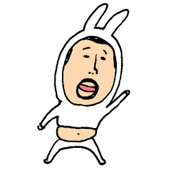 [LINEスタンプ] ずっと使える うさ耳ひげぽちゃ父さんの画像（メイン）