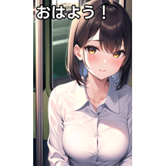 [LINEスタンプ] 襟付きシャツ女子は電車が大好きの画像（メイン）