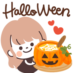 [LINEスタンプ] モノトーンLongちゃん・ハロウィンの画像（メイン）