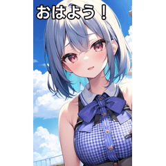 [LINEスタンプ] 青髪晴れ女の画像（メイン）