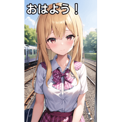 [LINEスタンプ] 金髪晴れ女は電車を待つ