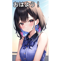 [LINEスタンプ] 黒髪晴れ女