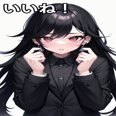 [LINEスタンプ] ピアスタトゥー女の子漆黒ロング