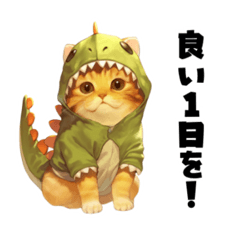 [LINEスタンプ] 着ぐるみネコ-恐竜-【仲良し編】