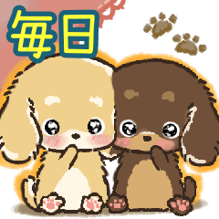 [LINEスタンプ] 愛犬★ダックスフンドdeご挨拶【毎日】の画像（メイン）