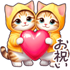 [LINEスタンプ] お祝い おめでとう 誕生日 パーカーねこ