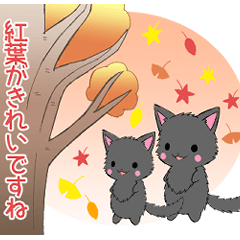 [LINEスタンプ] ちび黒モフにゃん6【秋】