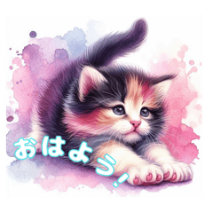 [LINEスタンプ] 水彩画✨カワイイ子猫✨仔犬✨一言フレーズ